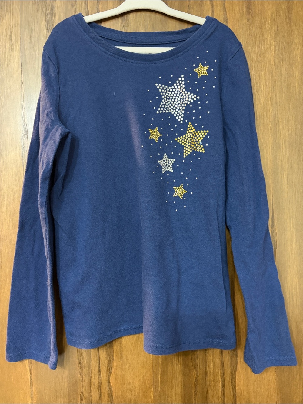 jumping beans Navy Long-Sleeve Tee with Gold & Silver Star Studs